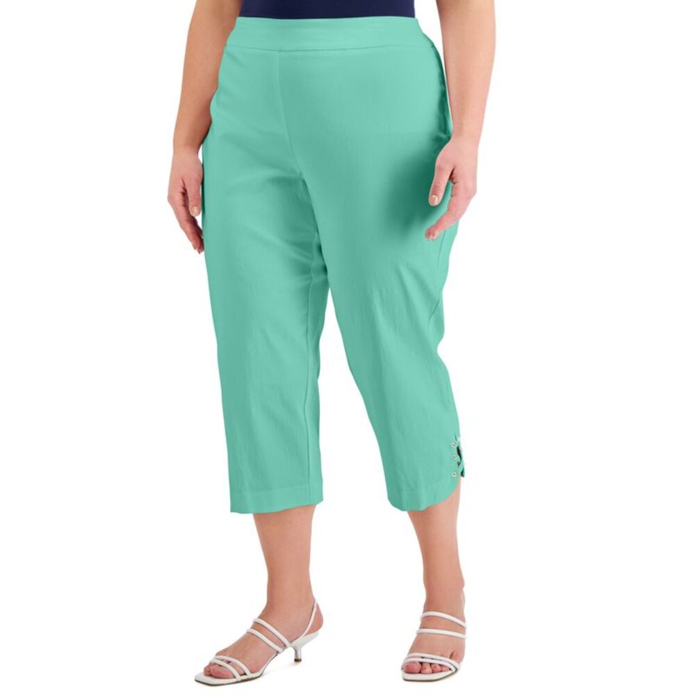 JM Collection Plus Size Lattice Hem Capri Pants